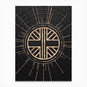 Geometric Glyph in Gold with Radial Array Lines on Dark Gray n.0013 Canvas Print