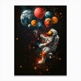 Explore the Cosmic Adventure: Astronaut Balloon Poster Canvas Print