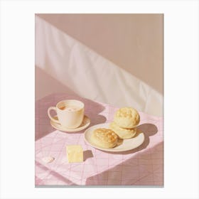 Pink Breakfast Food Crumpets 4 Canvas Print