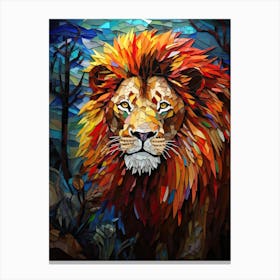 Lion Art Painting Mosaic Style 4 Canvas Print