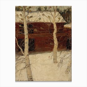 Titmice In Birch Trees (1900), Pekka Halonen Canvas Print