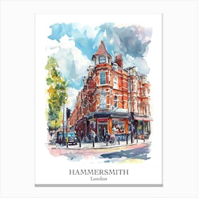Hammersmith London Borough   Street Watercolour 1 Poster Canvas Print