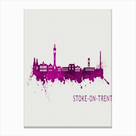 Stoke On Trent England City Purple Canvas Print