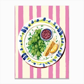 A Plate Of Grapes Top View Food Illustration 2 Canvas Print