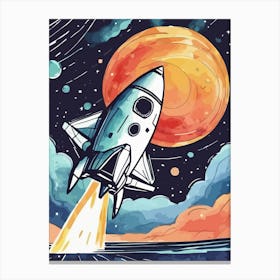 Spaceship In Space Canvas Print