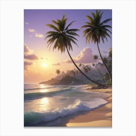 Sunset On The Beach Canvas Print