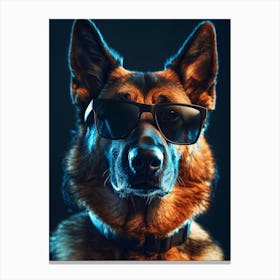 German Shepherd Dog In Sunglasses.Generated AI. Art Print 1 Canvas Print