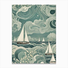 Swirling Sailboats In The Sea Canvas Print