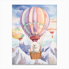 Baby Polar Bear 1 In A Hot Air Balloon Canvas Print