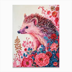 Floral Animal Painting Hedgehog 2 Canvas Print