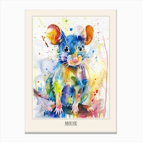 Mouse Colourful Watercolour 2 Poster Canvas Print