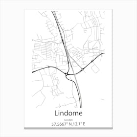 Lindome,Sweden Minimalist Map Canvas Print