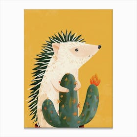 Hedgehog Cactus Minimalist Abstract Illustration 3 Canvas Print