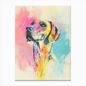 Pastel Watercolour Hound Dog Line Illustration 2 Canvas Print