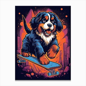Bernese Mountain Dog Skateboarding Illustration 4 Canvas Print