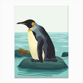 Emperor Penguin Sea Lion Island Minimalist Illustration 2 Canvas Print