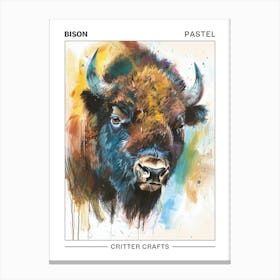 Bison Pastel Watercolour 3 Poster Stampe su tela