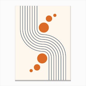 Modern Rainbow and Sun Abstract Geometric Lines in Navy and Burnt Orange 2 Canvas Print