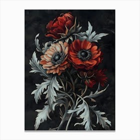 Dark Gothic Red Anemones Canvas Print