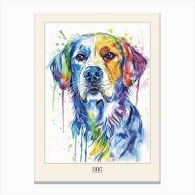 Dog Colourful Watercolour 2 Poster Canvas Print