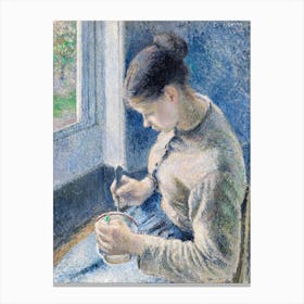 Young Peasant Having Her Coffee (1881), Camille Pissarro Canvas Print