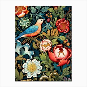 Floral Pattern With Birds And Flowers Canvas Print