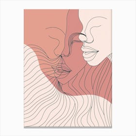 Minimalist Portrait Line Pink Woman 2 Canvas Print