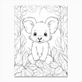 Line Art Jungle Animal Koala 3 Canvas Print