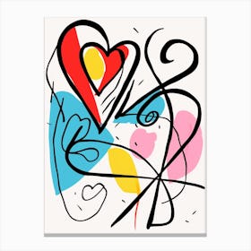 Cute Abstract Pastel Doodle Heart Canvas Print