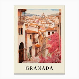 Granada Spain 7 Vintage Pink Travel Illustration Poster Canvas Print