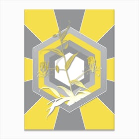 Vintage Flame Lily Botanical Geometric Art in Yellow and Gray n.157 Canvas Print