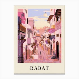 Rabat Morocco 1 Vintage Pink Travel Illustration Poster Canvas Print
