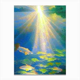 Tancho Sanke 1, Koi Fish Monet Style Classic Painting Canvas Print