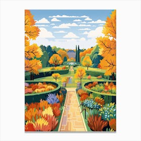 Alnwick Garden, United Kingdom In Autumn Fall Illustration 2 Canvas Print