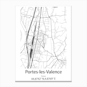 Portes Les Valence,France Minimalist Map Canvas Print