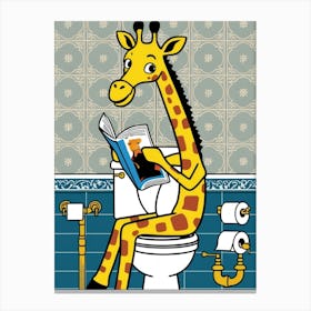 Giraffe Reading A Book 1 Canvas Print