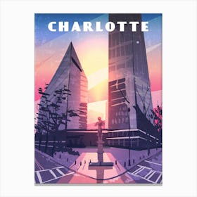 Charlotte, USA — Retro travel minimalist poster Canvas Print