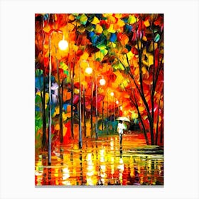 Rainy Night In The Park Canvas Print