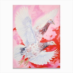 Pink Ethereal Bird Painting Grouse 1 Canvas Print