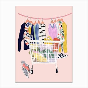 Shopping Cart With Clothes Canvas Print