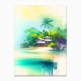 Roatan Honduras 2 Watercolour Pastel Tropical Destination Canvas Print