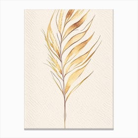 Wheat Leaf Minimalist Watercolour 1 Canvas Print
