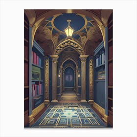 Hallway Of A Library Canvas Print
