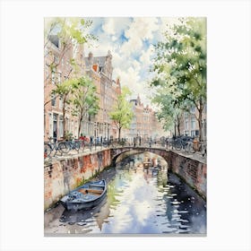 Default Canal Belt Amsterdam Neighborhood Watercolour Art Prin 1 2 Canvas Print