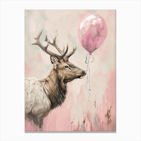 Cute Elk 4 With Balloon Canvas Print