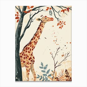 Giraffe Reaching Up To The Leaves 4 Canvas Print