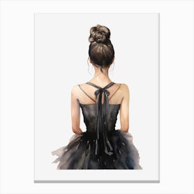 Ballet Dancer In Black Dress Canvas Print