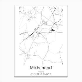 Michendorf,Germany Minimalist Map Canvas Print