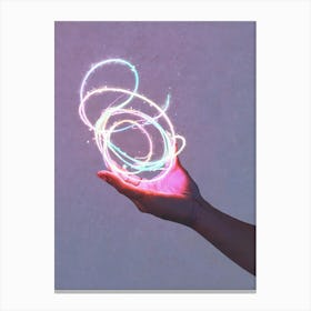 Hand Holding A Glowing Sphere Canvas Print