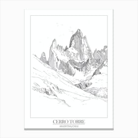 Cerro Torre Argentina Chile Line Drawing 6 Poster Canvas Print